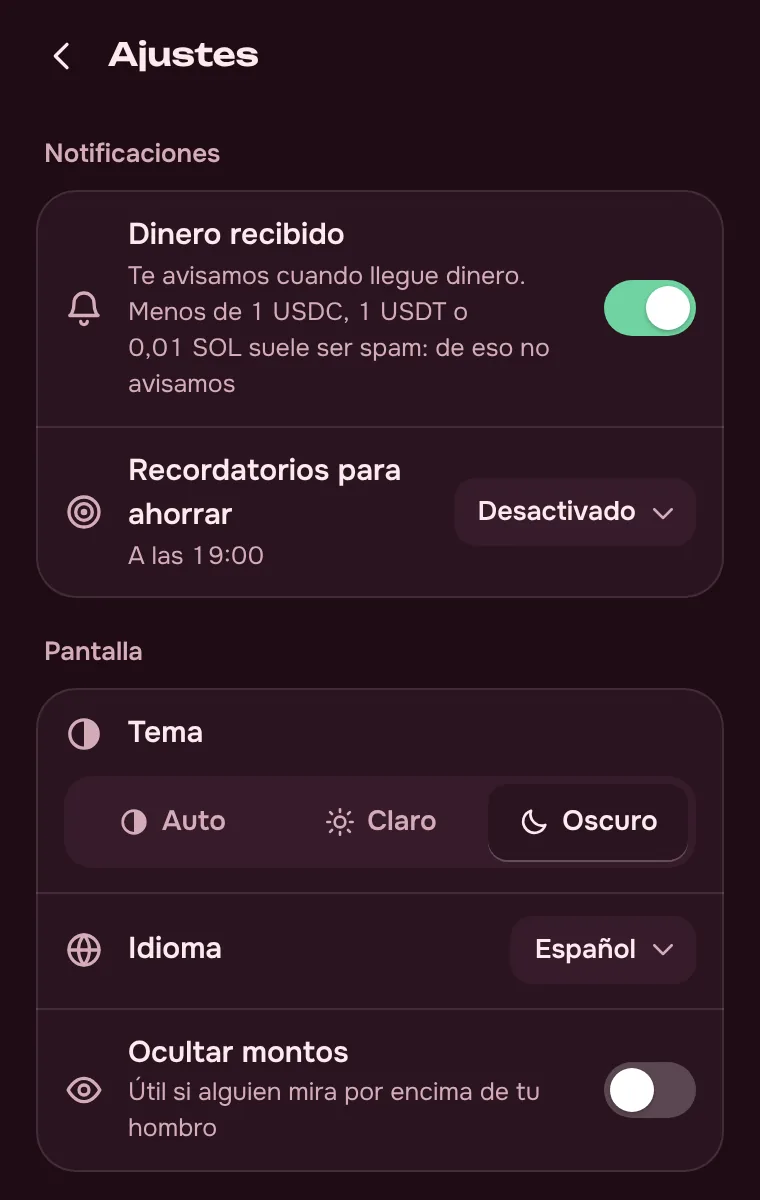 Tema, idioma y más