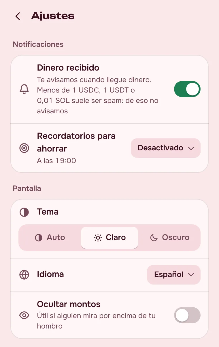 Tema, idioma y más